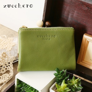 【ズッケロ/zucchero】木玉使いの本革がま口二つ折り財布