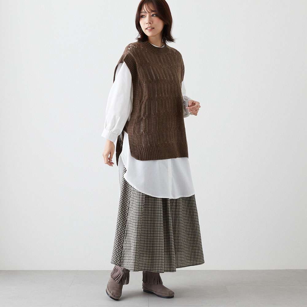 【ベルメゾン】ニットベスト+ワンピースアンサンブル