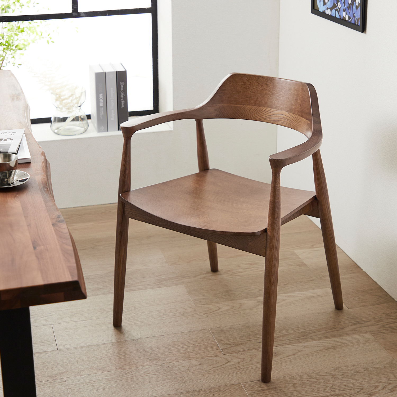 【ベルメゾン】天然木のアームチェア(板座面)