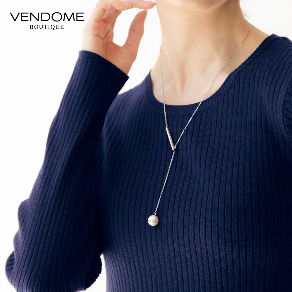【ヴァンドームブティック/VENDOME BOUTIQUE】パール調スライドY字ネックレス