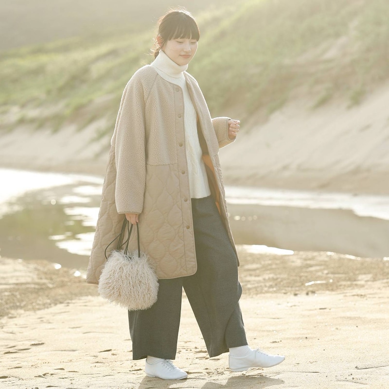 ボア×キルティングリバーシブルコート 語ら 