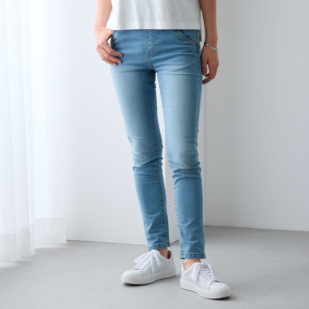 【ベルメゾン】ウエスト総ゴムデニムパンツ