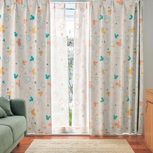 遮光・遮熱・防音カーテン「ミッキーモチーフ」（ディズニー/Disney）