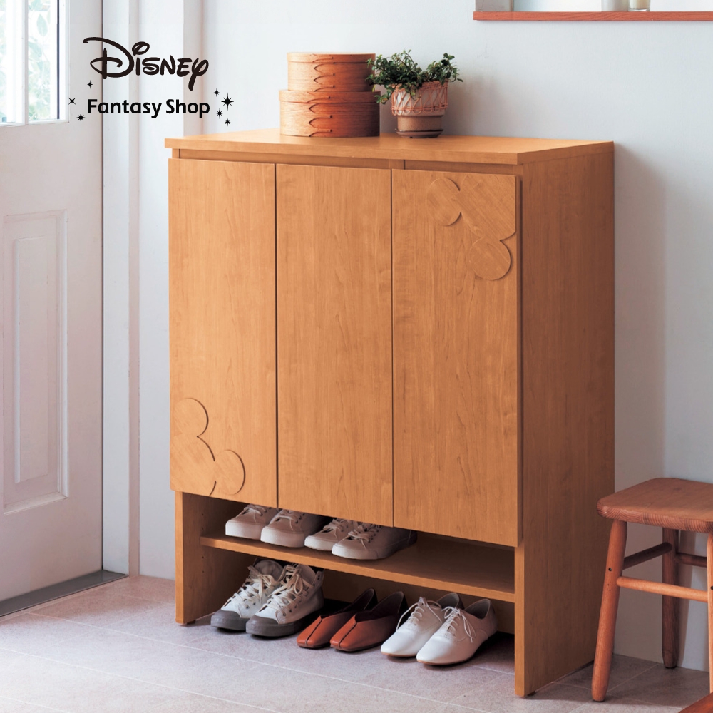 【ディズニー/Disney】オープン棚付きシューズボックス「ミッキーモチーフ」