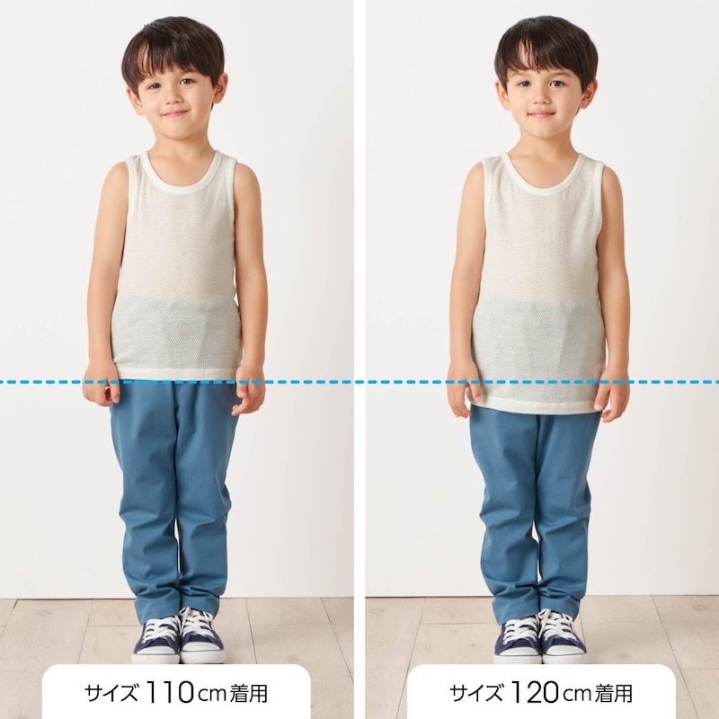 サイズ別着用比較／モデル身長108.5㎝