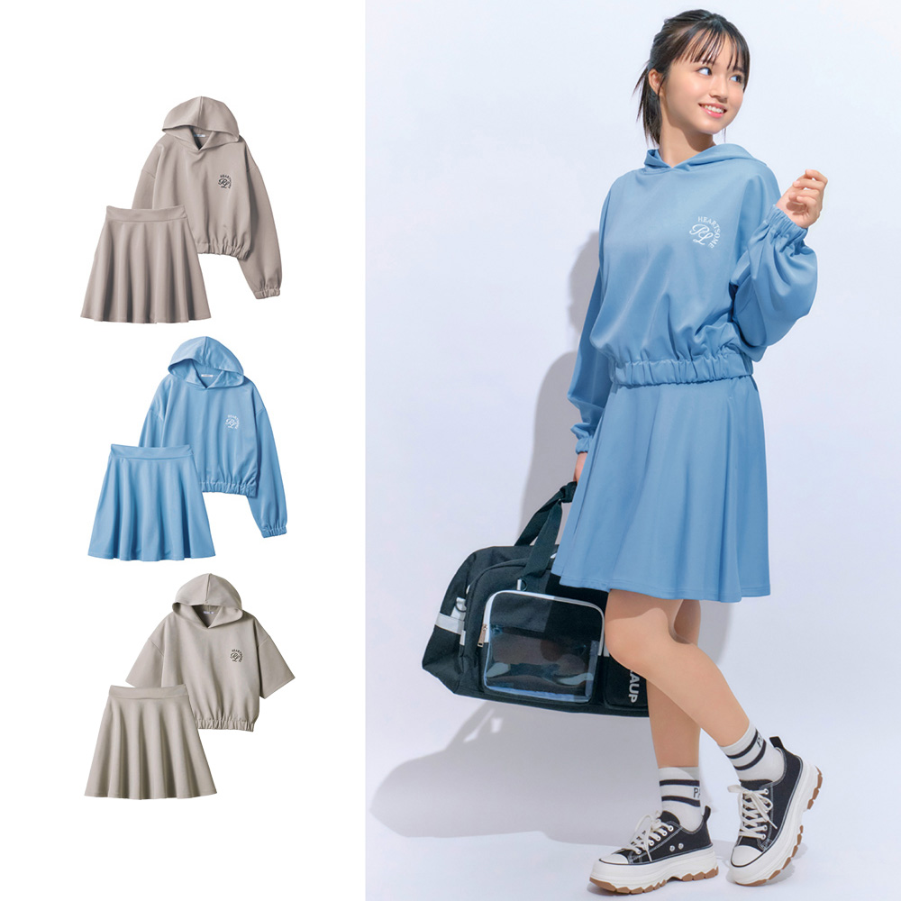 ワイドルーズプルパーカ&フレアスカートセット(ウエスト調節可) 【子供服】(パペル ラピス/Papel lapiz)