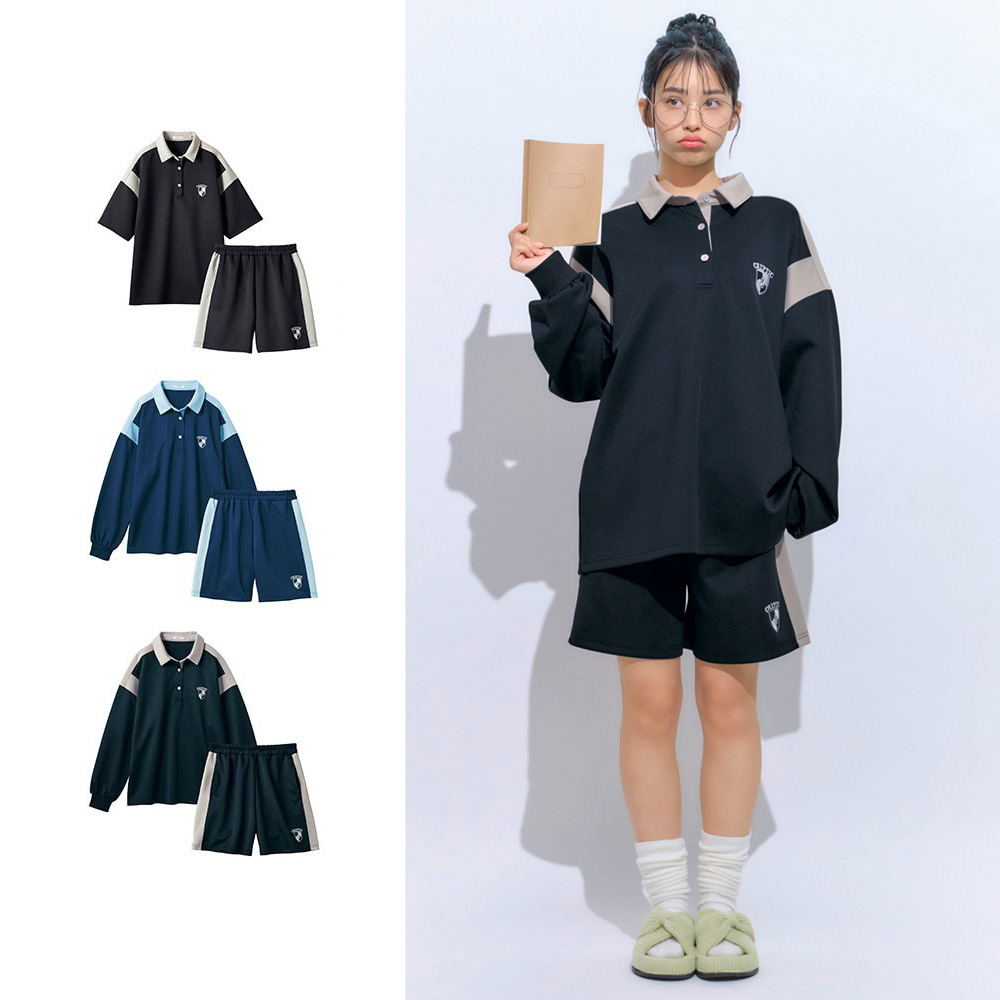 【パペル ラピス/Papel lapiz】配色切替えプルオーバー & ショートパンツセット 【子供服】
