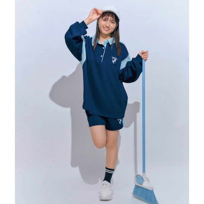 ネイビー×サックス／モデル身長160cm・サイズJ-M