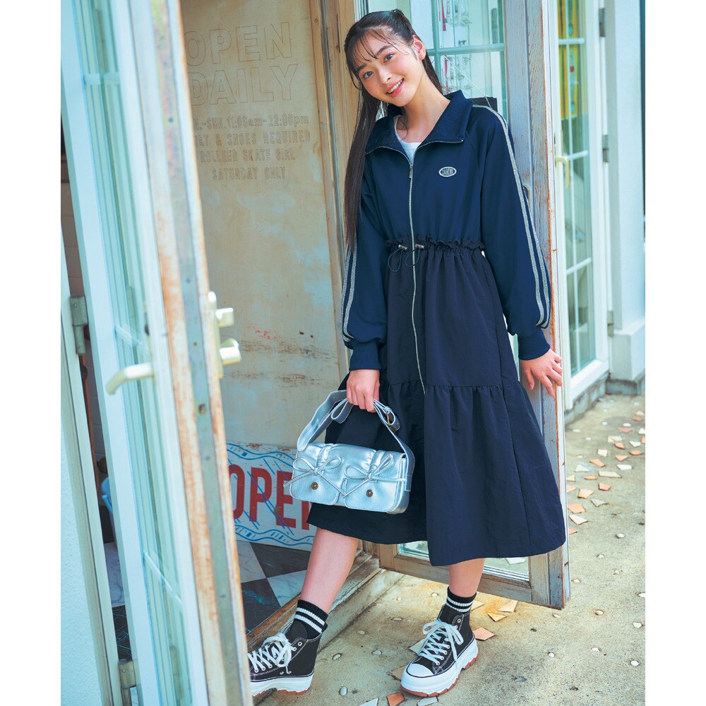 【パペル ラピス/Papel lapiz】ラメライントラックドッキングワンピース 【子供服 長袖】