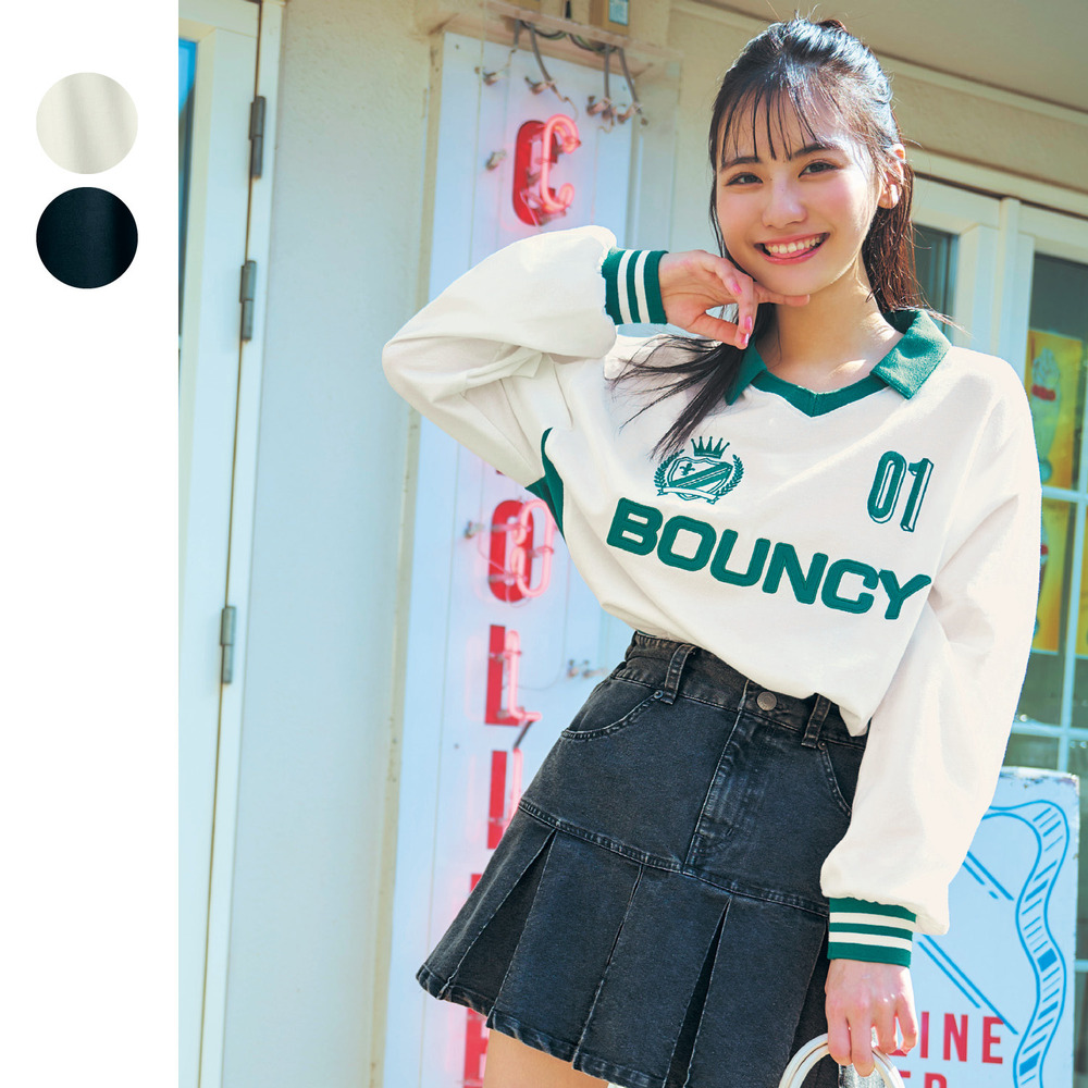 【パペル ラピス/Papel lapiz】切替え配色綿鹿の子ゲームシャツルーズプルオーバー 【子供服 長袖】