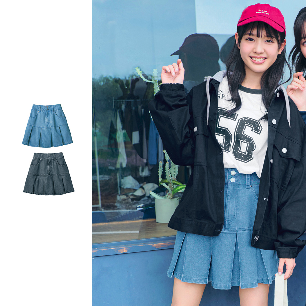 【パペル ラピス/Papel lapiz】デニムプリーツミニスカート(ウエスト調節可) 【子供服】