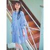 【パペル ラピス/Papel lapiz】ドロストシャーリングスリーブアシメティアードシャツワンピース 【子供服 長袖】