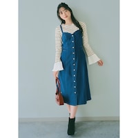 オフホワイト×ブラックボーダー／モデル身長165cm・サイズJ-M