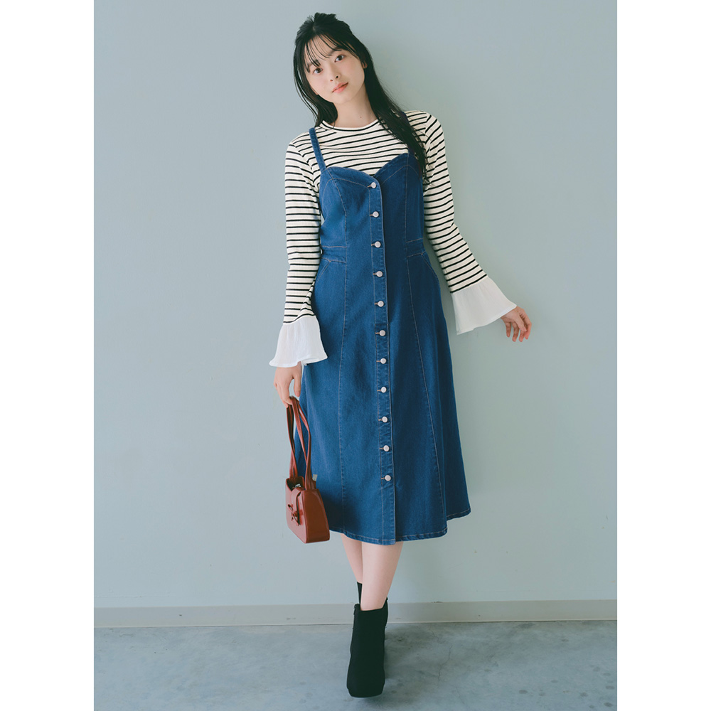 【パペル ラピス/Papel lapiz】バックレースアップデニムジャンスカ(ウエスト調節可) 【子供服】