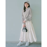 ホワイト杢グレー／モデル身長160cm・サイズJ-M