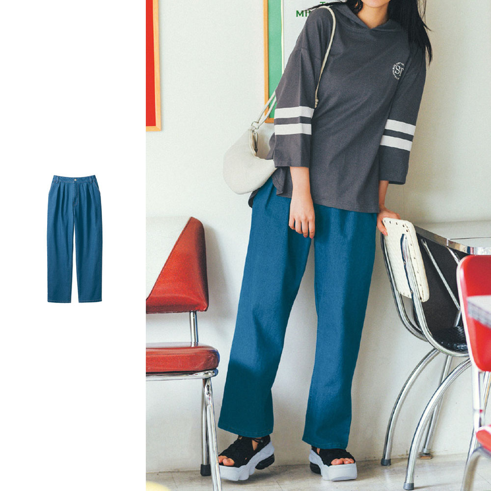 【STANDARD me】配色デザインステッチタックデニムパンツ(ウエスト調節可) 【子供ズボン】