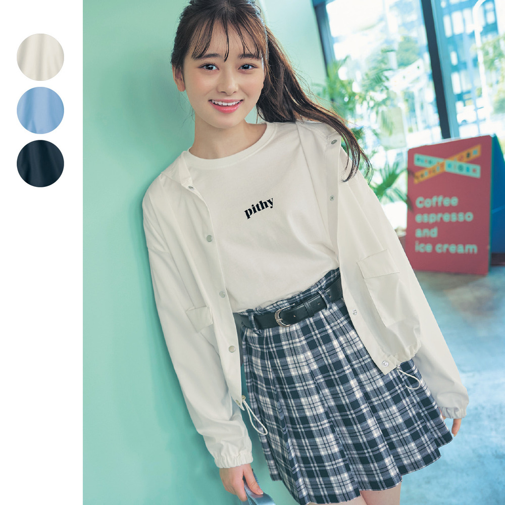 【パペル ラピス/Papel lapiz】裾ドロストライトシアーシャツ風パーカ 【子供服】 【パペル ラピス/Papel lapiz】裾ドロストライトシアーシャツ風パーカ 【子供服】