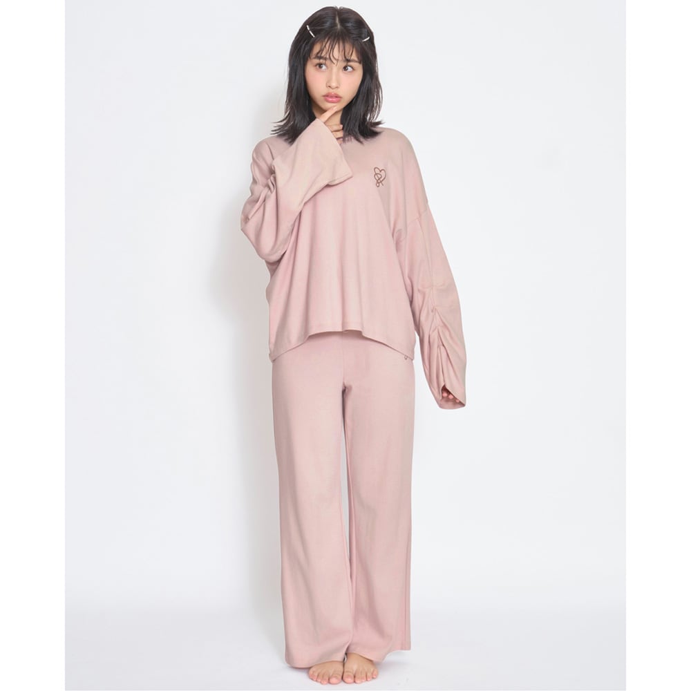 セットアップ風袖タック綿素材長袖パジャマ 【子供パジャマ】(パペル