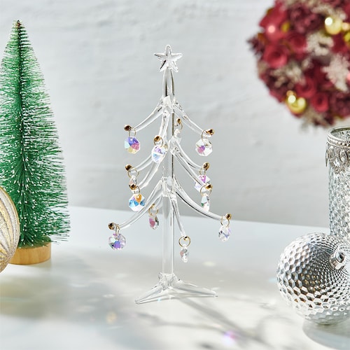 【クリスマス】オーナメントがきらきら輝くガラスのクリスマスツリー ＜高さ21cm＞