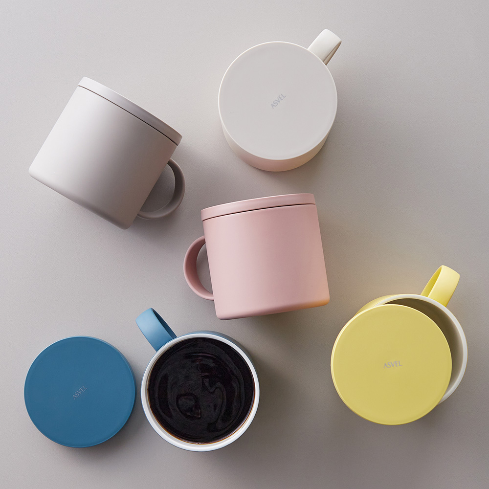 【ベルメゾン】内面セラミック塗装の蓋付きマグ 【保冷・保温】【食洗機対応】