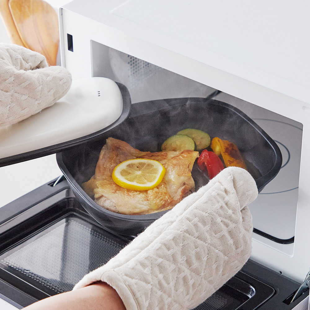 【ベルメゾン】レンジで焼き目がつく角型調理器 【火を使わずに1台7役】【食洗機対応】