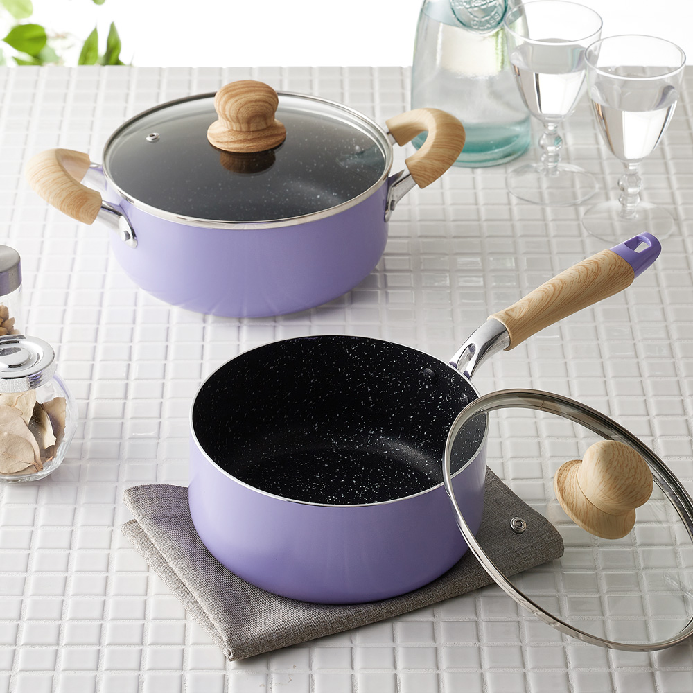 【ベルメゾン】マーブルコートでこげつきにくい両手鍋 【IH/ガス火対応】