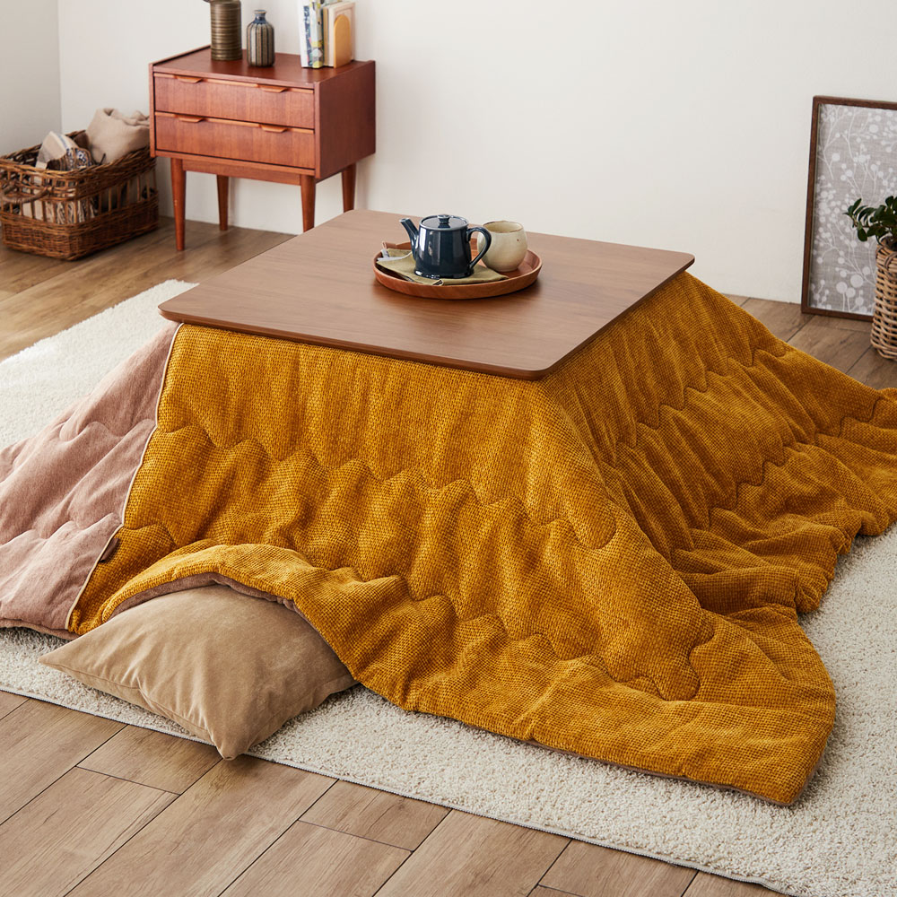 【ベルメゾン】異素材生地を使ったバイカラーの洗えるこたつ布団