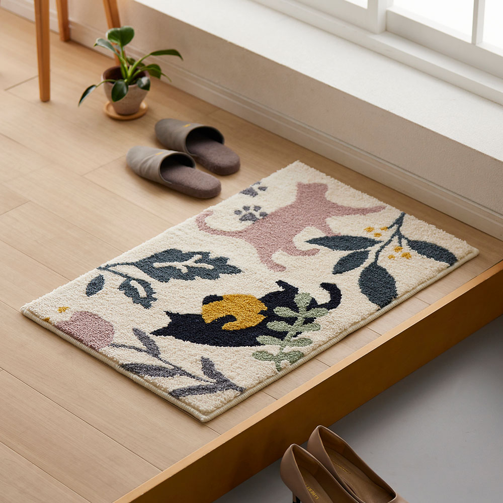 【ベルメゾン】猫のシルエットがかわいい洗える玄関マット