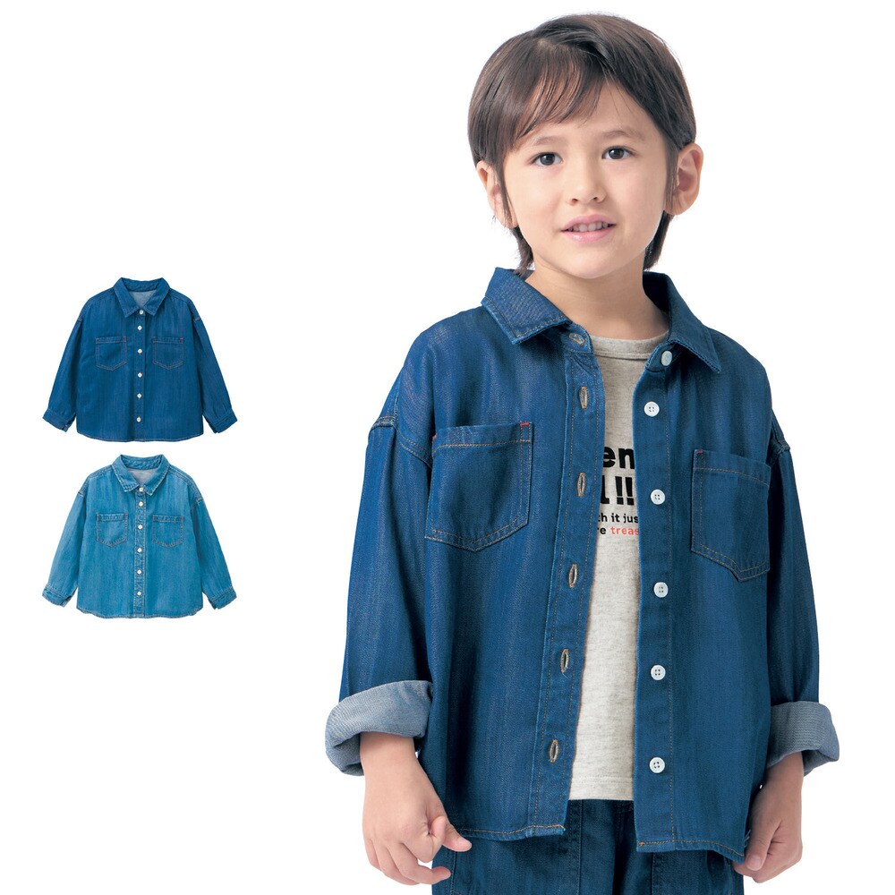【ジータ/GITA】土に還るテンセル(TM)を使ったデニムシャツ 【子供服 長袖】
