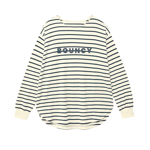 ロゴプリント裾ラウンド長袖チュニックＴシャツ