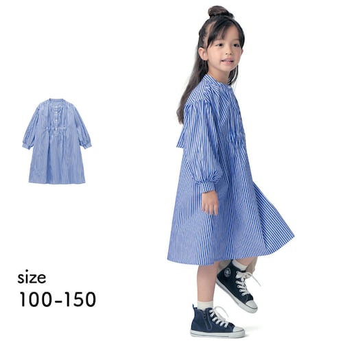 親子でリンクバックフリルシャツワンピース 【子供服 長袖】