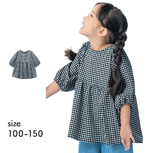 親子でリンク袖ボリューム五分袖チュニックブラウス 【子供服】