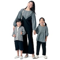 左)111cm・110、中)165cm・M、右)ブラックギンガムチェック／113.5cm・110