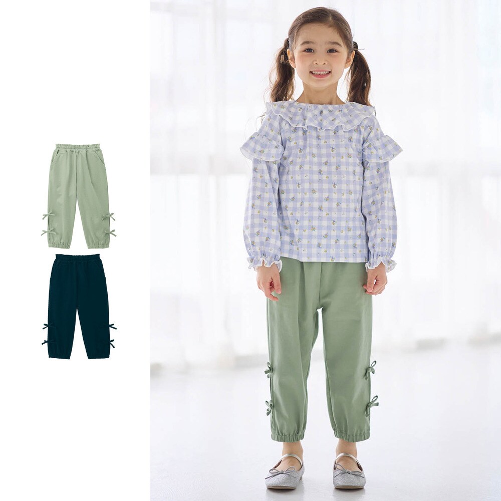 【ジータ/GITA】サイドスリットリボンデザイン8分丈パンツ 【子供ズボン】