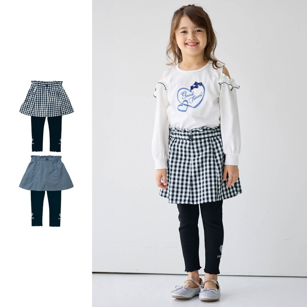 【ジータ/GITA】ハートチュールモチーフ刺繍デザインリブスカッツ 【子供服】
