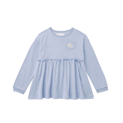 ソフのびフライス袖リブ刺繍長袖ギャザーＴシャツ 【子供服】