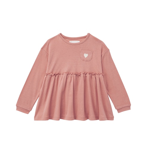 ソフのびフライス袖リブ刺繍長袖ギャザーＴシャツ 【子供服】