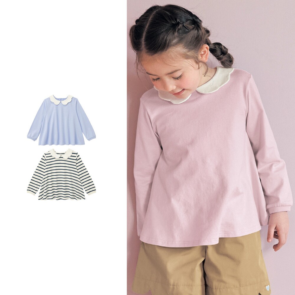 【ジータ/GITA】襟スカラップ長袖チュニックTシャツ 【子供服 長袖】