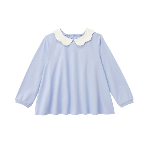 襟スカラップ長袖チュニックＴシャツ 【子供服 長袖】