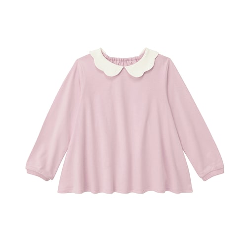 襟スカラップ長袖チュニックＴシャツ 【子供服 長袖】