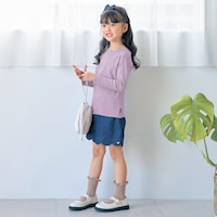 ブルー（デニム）／モデル身長114.5cm・サイズ110