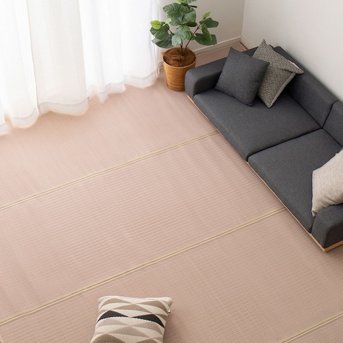 パステルカラーの洗えるい草風上敷き
