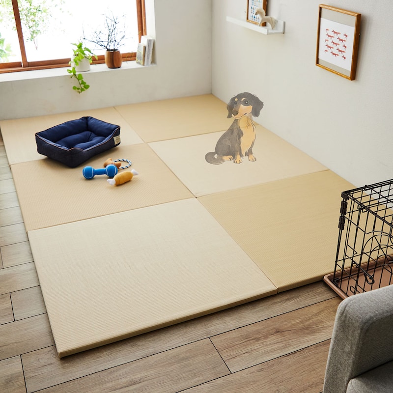 ペットとの生活にも扱いやすい置き畳です。