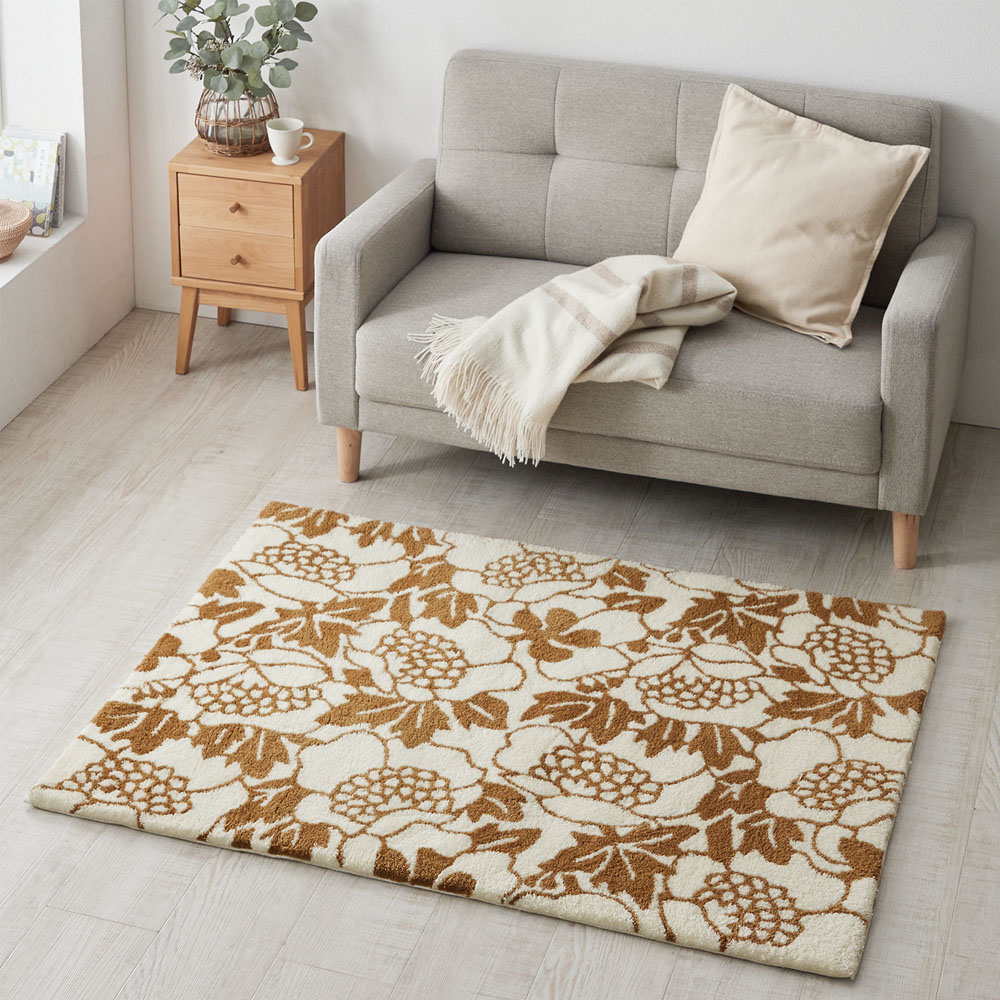 【フィンレイソン/Finlayson】フラワー柄の洗えるラグ[日本製]