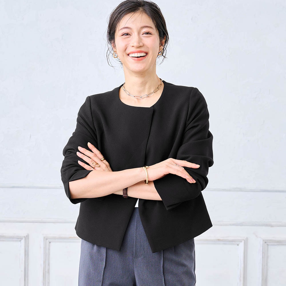 【タグ付き新品】上品ドットジャケット　上品ドットパンツ　セット 3点セットデザインジャケット＋パンツ【入卒・通勤】(丈が選べる