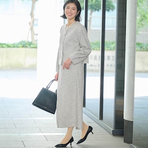 モデル身長168cm／M ※写真は撮影用のため総丈＋6cmになります。