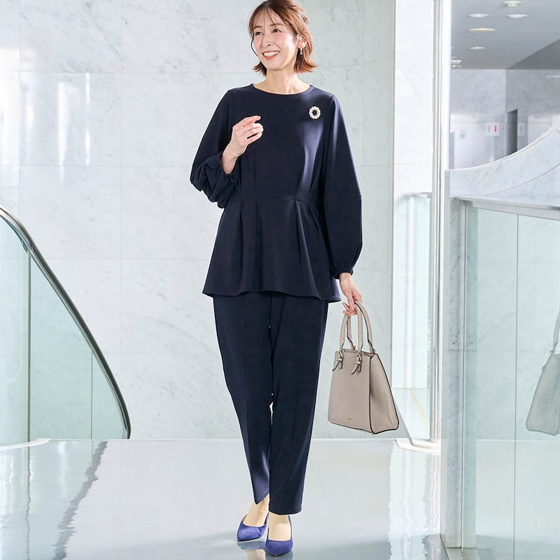 モデル身長169cm／M ※写真は撮影用のため股下＋6cmになります。ペプラム×テーパード