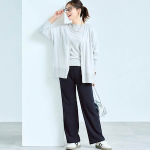 モデル身長168cm／M ※写真は撮影用のため股下＋6cm、ワイドパンツのみ着用