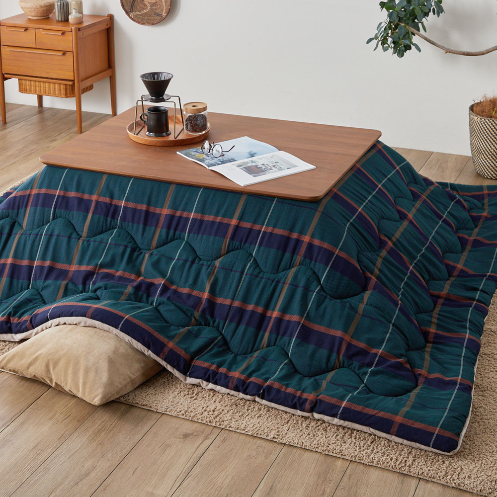 【イクス/IKS】先染めチェック柄のマイクロファイバーこたつ布団