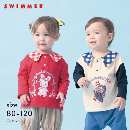 ＼レッド系再入荷／ SWIMMERコラボ 襟付き長袖Ｔシャツ 【ベビー服 子供服】